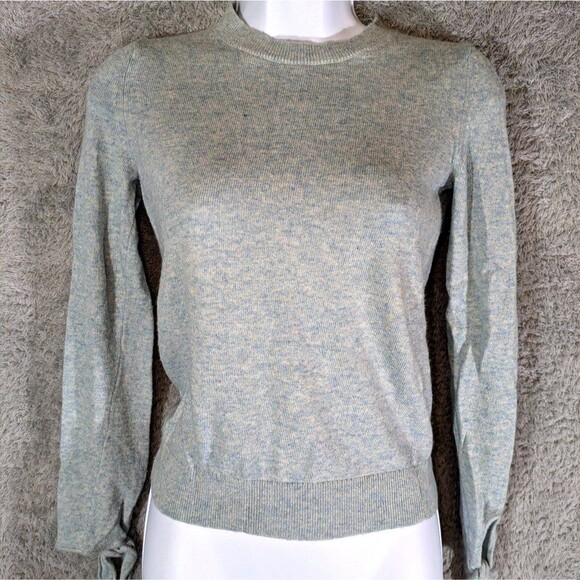 Banana Republic Blue Bow Cuff Sweater XXS Petite Merino Cashmere Coquette - Picture 1 of 9